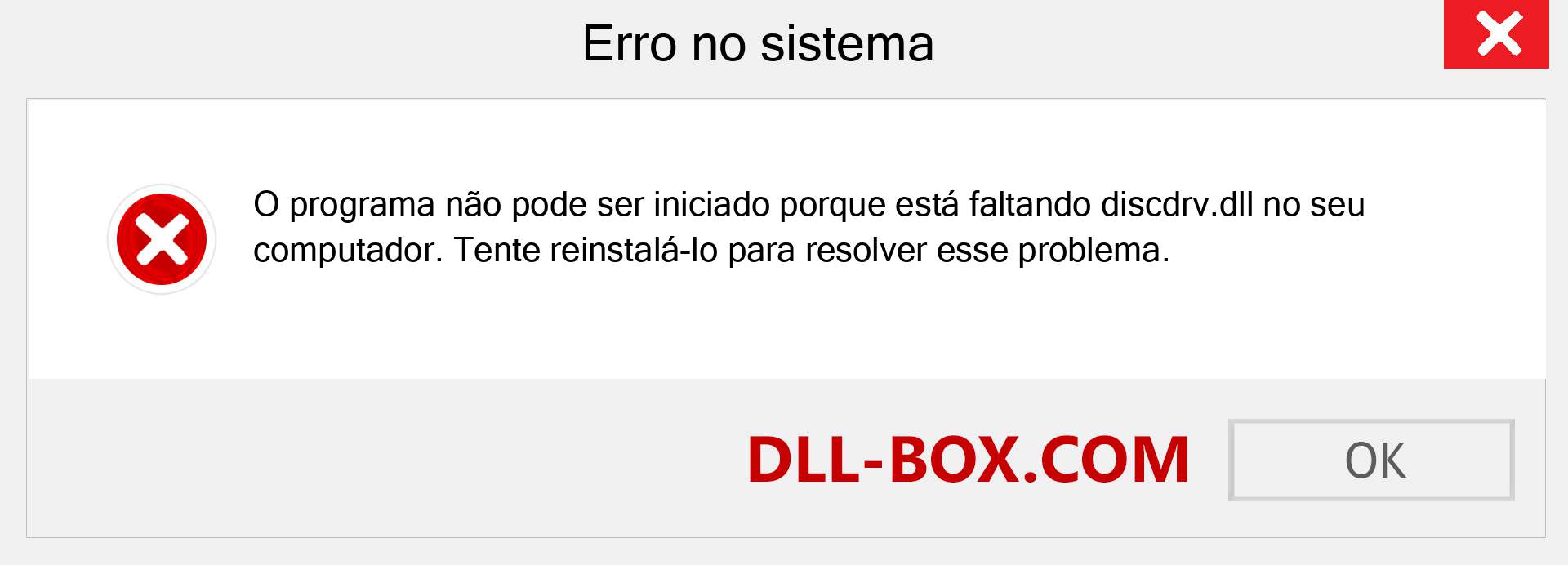 Arquivo discdrv.dll ausente ?. Download para Windows 7, 8, 10 - Correção de erro ausente discdrv dll no Windows, fotos, imagens